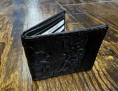 Cartera de cuero genuino plegable para hombre en relieve -4223 Foto 1 de 4