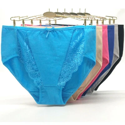 Lote De 6 Mujeres Sexy Algodón Calzoncillos Completos Cintura Alta Mamá Bragas Ropa Interior, L Foto 1 de 4
