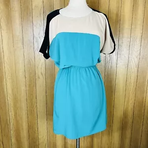 5th Culture (Size S) Women’s Green Black Beige Color Block Dress Exposed Zipper - Picture 1 of 9