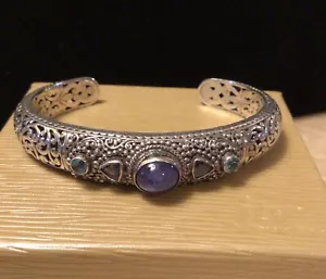 Artisan Of Bali Sterling Silver Tanzanite, Amethyst, And Topaz Cuff Bracelet - Picture 1 of 7