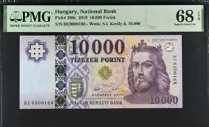 2019 Hungary 10000 Forint P206c Banknotes UNC PMG 68 S/N HE0000166 - Picture 1 of 2