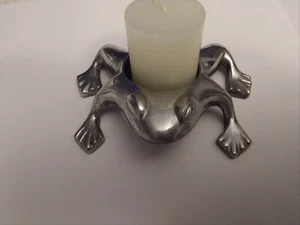 Handarbeit Metall Frosch Kröte Kerzenhalter Reptil Silber Metall Figur Indien - Bild 1 von 11