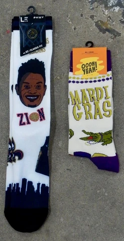 2 Pack NBA New Orleans Pelicans Socks Jersey Zion Williamson Mardi Gras Logo Cover