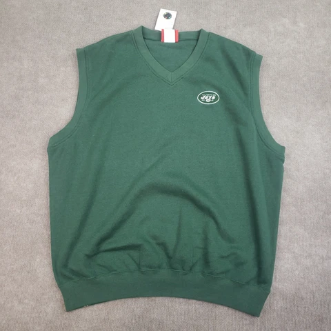 New York Jets Sweater Vest Mens 2XL XXL Green V-Neck NFL Football Cover