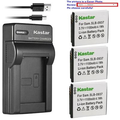 Carregador USB fino de bateria Kastar para SLB-0937 e Samsung Digimax L830 L735 L730 - Imagem 1 de 4