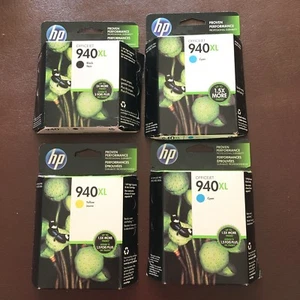 NEW Sealed in Box Genuine HP 940XL Black, 2 XL Cyan, 1 XL Yellow Ink Cartridges - Picture 1 of 11
