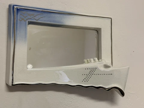 Vintage Mid Modern Cruise Ship Mirror Ceramic 3D 11 x 7 inches Cover