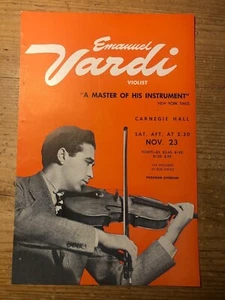 Emanuel Vardi Concert Programme Carnegie Hall 1950's - Picture 1 of 2