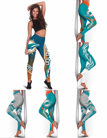 Miami Dolphins Womens Butt Lifting Leggings High Waist Stretch Yoga Pants Gifts Cover