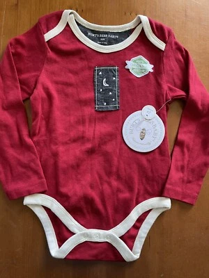 Body Burt’s Bees Baby Nuevo con Etiquetas Rojo/Marfil/Negro Estrellas Luna Algodón Orgánico-24 Mos Foto 1 de 4