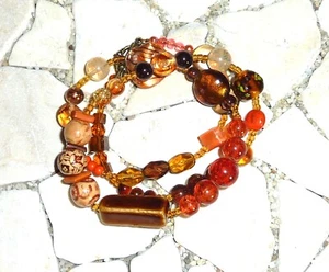 ★ Hágalo usted mismo ★ Pulsera envolvente ★ naranja y marrón ★ - Imagen 1 de 2