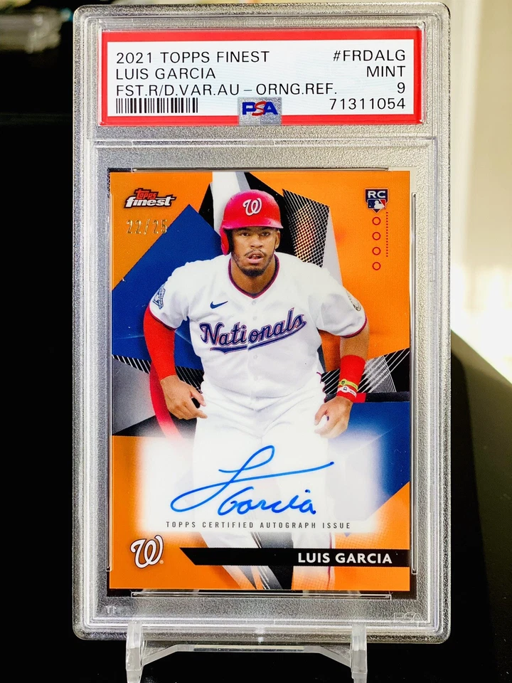 2021 Topps Finest Luis Garcia RC Auto Orange /25 Refractor PSA 9 POP 2 Variation - Image 1 of 2