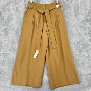 Boden Pants 6 Melville Wide Leg Pleated Tie Waist Belted Pockets Culottes Camel - Picture 1 of 10
