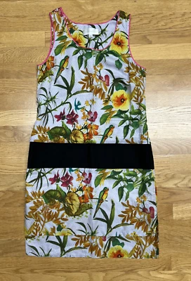 Vestido COREY LYNN CALTER Anthropologie Floral Seda Talla 2 Sin Mangas/Banda Negra Foto 1 de 4
