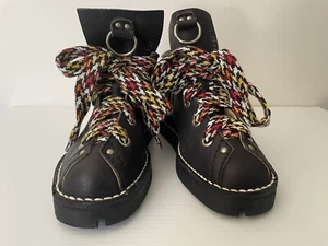 Free Lance Designer Black Leather Punk Goth Boots Chains Size 37 France - Picture 1 of 9