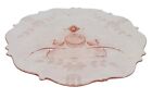 Vintage Pink Depression Glass Floral Etched Plate 3 Footed Cake Plate