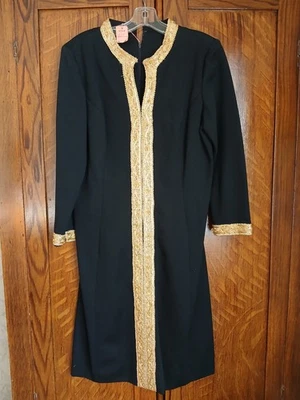 Vestido formal vintage años 60 negro con ribete dorado Foto 1 de 4