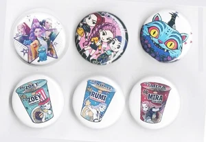 K-Pop Demon Hunter - Huntrix - Rumi Zoey Mira - 1" Zoll Button Set x6 Lock Pin - Bild 1 von 2