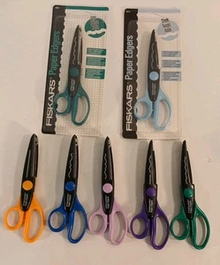 Lot Of 7 Fiskars Paper Edgers Scissors- Various Scallop Pinking Shears  - Picture 1 of 9