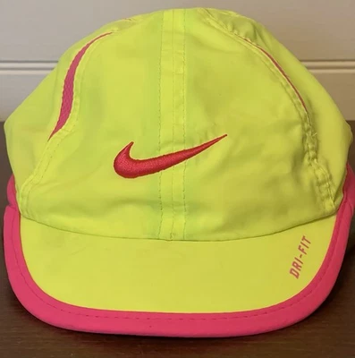 Infant Nike Dri Fit Swoosh Neon Yellow Pink Trim Baseball Hat Cap Adjustable - Image 1 of 4
