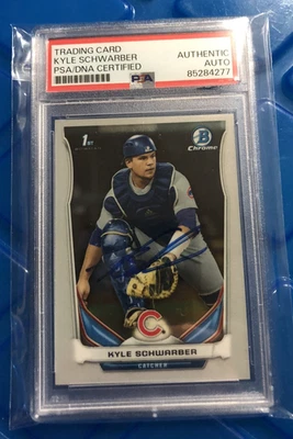 KYLE SCHWARBER Autographed PSA 2014 1st Bowman Rookie CHROME Trading Card, RARE! - Image 1 of 2