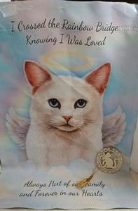 Memorial Garden Flag White Cat Angel Double Sided 💔 Lenox Ornament Included - Picture 1 of 8
