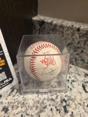 Reggie Jackson Signed Rawlings 75th World Series Baseball w COA - Image 1 of 4