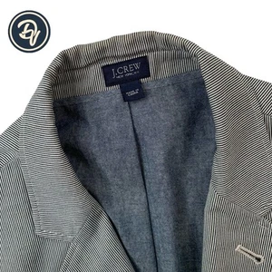 Mens M / 40 R J Crew Natural Grey Mini Stripe Cotton Casual Blazer - Picture 1 of 11