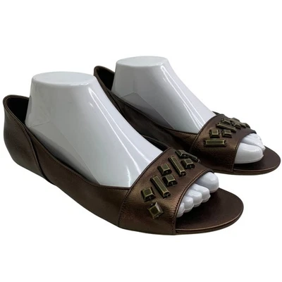 Zapatos sin cordones Cole Haan para mujer talla 10,5 bronce dorado con tachuelas planos punta abierta Foto 1 de 4