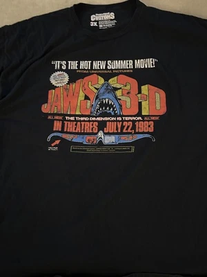 Jaws T-Shirt Men’s Size 3xl THE THIRD DIMENSION IS TERROR BLACK 1983 - Image 1 of 4