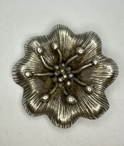 Unique VNT NOS Sterling Silver Handcrafted 3D Flower Pendant Heavy 1.5”in! - Picture 1 of 7