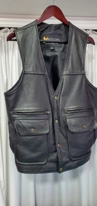 X-Element Bl. Leather Men's Motorcycle Vest, Multiple Pockets Leather, Size XL - Bild 1 von 8