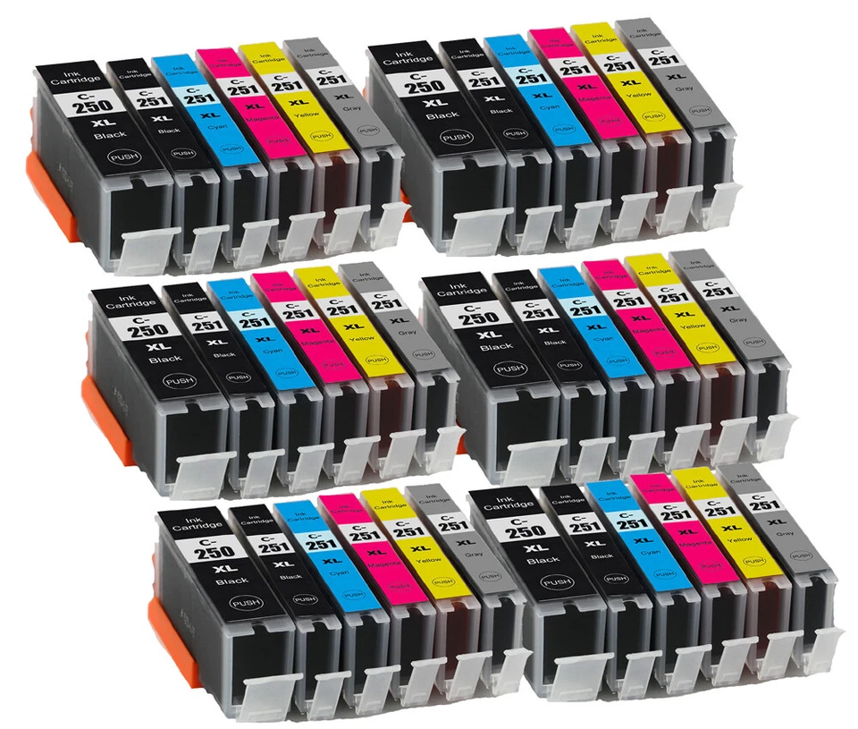 Cartuchos de tinta 36PK con chip para Canon PGI-250XL CLI-251XL MG7520 iP8720 MG7120 Foto 1 de 1
