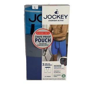 Jockey NEW ActiveMicro 3 Pack Boxer Briefs Chafe Proof Men's Lrg Blue Grey Teal - Picture 1 of 7