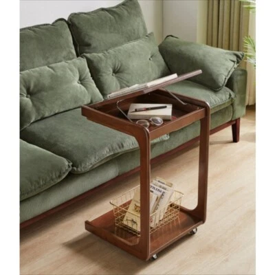 Solid wood sofa movable living room coffee table bedside simple tea side cabinet - Image 1 of 4
