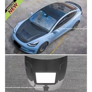 For Tesla Model 3/Model Y Real Carbon Fiber Body Kits Front Hoods Panels Cover - Foto 1 di 14