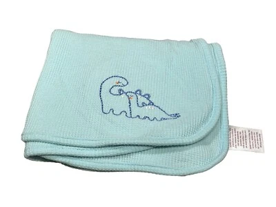 Parents Choice Baby Blanket Dinosaur Dino Thermal Waffle Weave Aqua Blue Lovey - Image 1 of 4