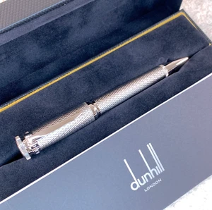 Alfred Dunhill Kugelschreiber Sentryman Rautenmuster Silber mit Etui & Karte - Bild 1 von 20