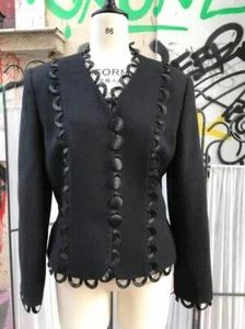 Blazer femme vintage Moschino noir pas cher et chic manches longues années 90 taille 3 - Photo 1/5
