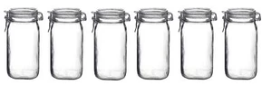 Bormioli Rocco Fido 1.5L (54oz) Latch Lid Canning Glass Jar 6 Pcs - Picture 1 of 5