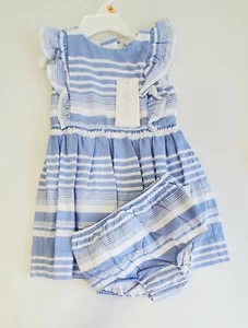 Ralph Lauren Baby Girls Striped Oxford Cotton Dress & Bloomer Blue Sz 24M - NWT - Picture 1 of 1