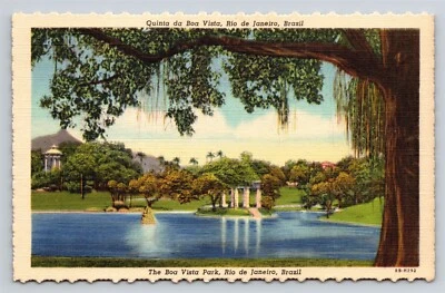 Rio De Janeiro Brazil The Boa Vista Park Quinta da Linen Old Vtg Postcard View - Image 1 of 3
