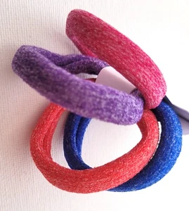 NEU 4er Pack weich meliert Jersey elastische Bommeln Haargummi Mode 4,5 cm Durchmesser - Bild 1 von 1