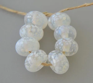 WHOLLY WHITE Frit * handmade lampwork glass beads TANERES sra clear white - Picture 1 of 3