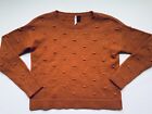 Love By Design Burnt Orange Knit Pullover Acrylic Fuzzy Sweater Dots Size Medium