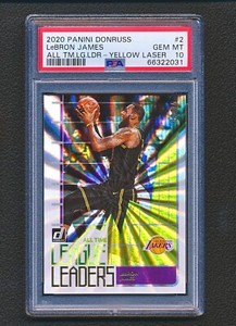 2020-21 Donruss All Time League Leaders LeBron James Yellow Laser 13/25 PSA 10