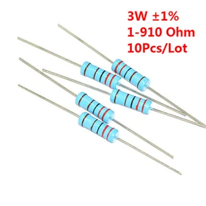 10 piezas Resistencia de película metálica 3W 3 vatios ±1% 1 - 910 Ω Ohm 1 R a 910 R - Imagen 1 de 5