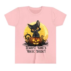 Halloween Beware Magic Inside Custom T-Shirt Funny Youth Short Sleeve Sportstyle - Picture 1 of 27
