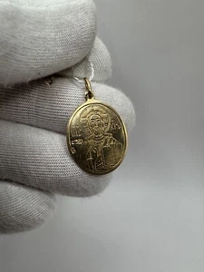 Gold Icon Imperial Russia 56 14K Double-sided Jesus Christ and Save Protect 2.05 - Picture 1 of 16