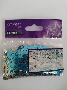 Confetti da tavola festa battesimo blu e argento 14g decorazione - Foto 1 di 1